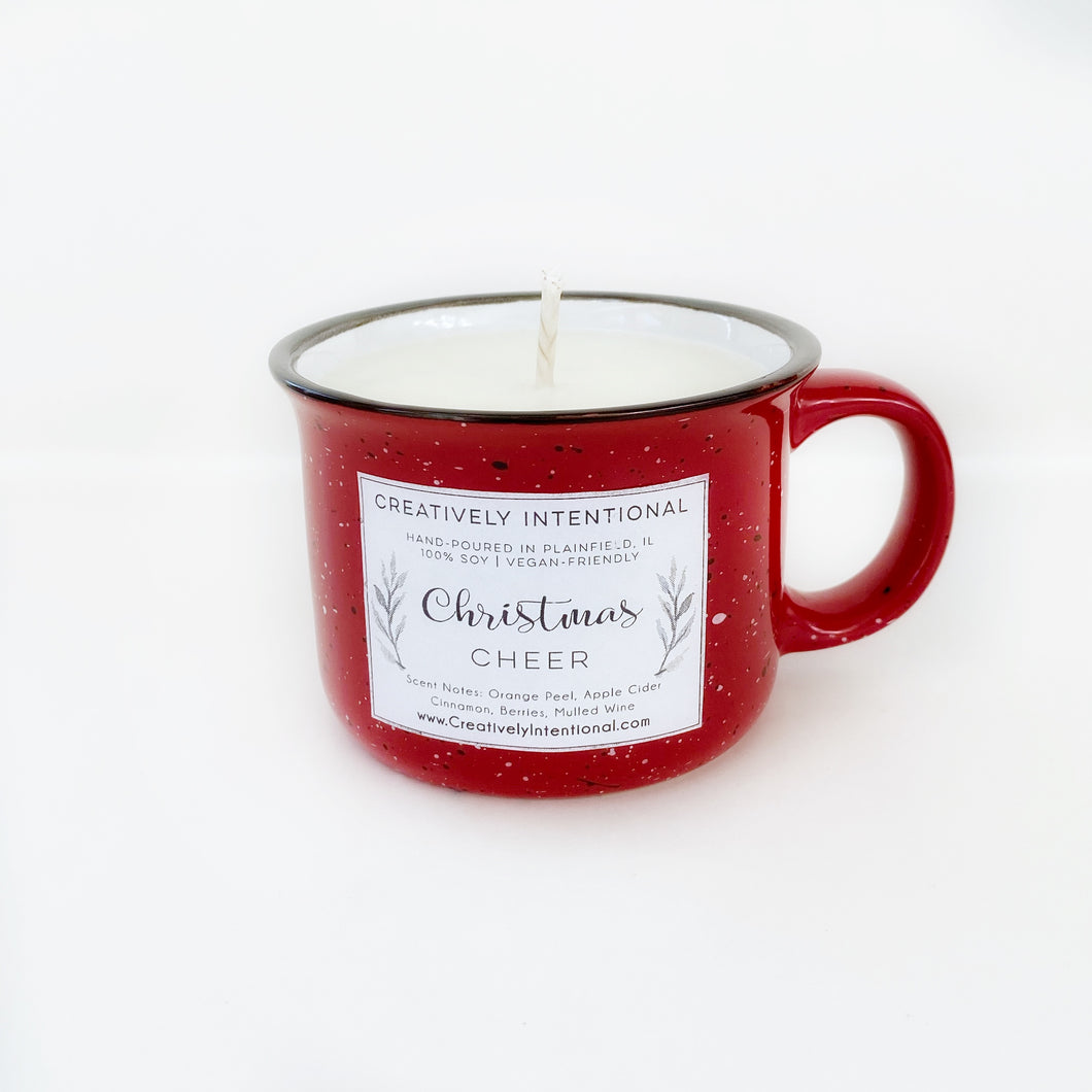 8 oz Holiday Mug Candle — Campfire Enamelware Mug — Limited Edition